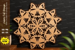 Butterfly Mandala Decor laser cut svg File butterfly mandala Product Image 1