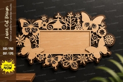 Floral Name Frame laser cut svg File floral name frame svg Product Image 1