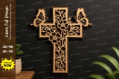 Floral Cross Decor laser cut svg File floral cross svg Product Image 1