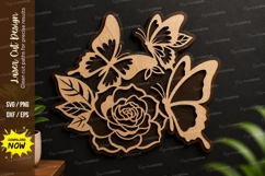 Butterfly Rose Decor laser cut svg File butterfly rose svg Product Image 1