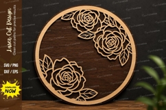 Rose Circle Frame laser cut svg File rose circle frame svg Product Image 1