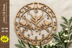 Bird Branch Wooden Wall Clock | Laser Cut Bird Decor Product Image 1
