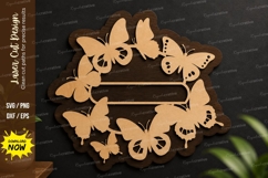 Butterfly Circle Wreath laser cut svg File butterfly circle Product Image 1
