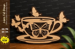 Butterfly Tea Cup laser cut svg File butterfly tea cup svg Product Image 1