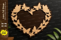 Butterfly Heart Frame laser cut svg File butterfly heart svg Product Image 1