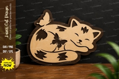 Sleeping Cat Decor laser cut svg File sleeping cat svg Product Image 1
