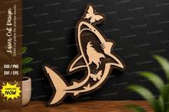 Butterfly Shark Silhouette laser cut svg File butterfly Product Image 1