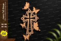 Butterfly Cross Decor laser cut svg File butterfly cross svg Product Image 1