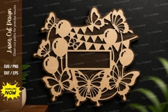 Butterfly Fruit Frame laser cut svg File butterfly fruit Product Image 1