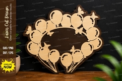 Balloon Heart Frame laser cut svg File balloon heart svg Product Image 1