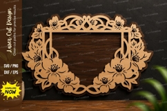 Floral Rectangle Frame laser cut svg File floral rectangle Product Image 1