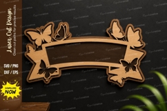 Butterfly Banner Frame laser cut svg File butterfly banner Product Image 1