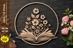 Floral Book Wooden Wall Art | Laser Cut Flower Book Decor Product Image 1