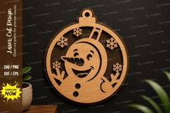 Snowman Christmas Bauble laser cut svg File snowman bauble Product Image 1