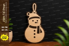 Mini Snowman Ornament laser cut svg File mini snowman svg Product Image 1