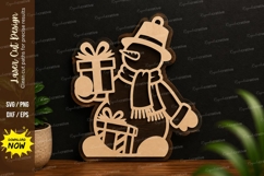 Snowman With Gifts Ornament laser cut svg File snowman gift Product Image 1