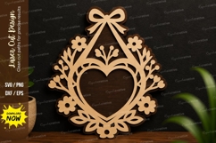 Heart Floral Ornament laser cut svg File heart ornament svg Product Image 1