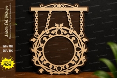 Hanging Floral Wreath Frame SVG | Laser Cut Round Sign File Product Image 1