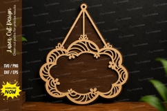 Elegant Hanging Label Frame SVG | Ornamental Laser Cut Sign Product Image 1
