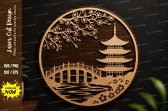 Japanese Pagoda Landscape SVG | Oriental Laser Cut Wall Art Product Image 1