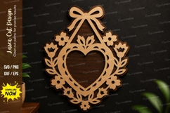 Floral Heart Ornament SVG | Romantic Laser Cut Hanging Decor Product Image 1