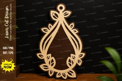 Elegant Teardrop Ornament SVG | Floral Hanging Laser Cut Product Image 1
