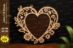 Floral Heart Wreath SVG | Romantic Laser Cut Wall Decor Product Image 1