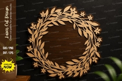 Leaf Wreath Circle SVG | Botanical Laser Cut Wall Decor leaf Product Image 1