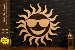 Cool Sun Face SVG | Summer Laser Cut Wall Decor Design sun Product Image 1