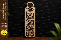 Butterfly Floral Bookmark SVG | Elegant Laser Cut Bookmark Product Image 1