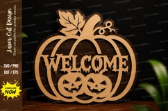 Pumpkin Welcome Sign SVG | Halloween Laser Cut Decor pumpkin Product Image 1