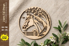 Horse Head Circle Laser Cut, horse svg, horse head svg, Product Image 1