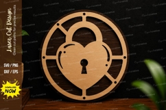 Heart Lock SVG Laser Cut Wall Decor heart lock svg, romantic Product Image 1