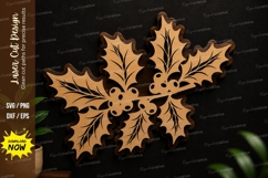 Holly Leaves SVG Christmas Laser Cut Holiday Decor holly Product Image 1
