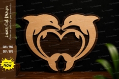 Dolphin Heart SVG Ocean Laser Cut Wall Decor dolphin heart Product Image 1