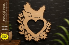Cat Heart Frame SVG Laser Cut Wall Decor cat heart frame svg Product Image 1