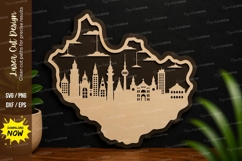 City Skyline Map SVG Laser Cut Wall Art city skyline map svg Product Image 1