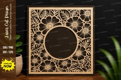 Floral Circle Window Frame Laser Cut SVG Design floral frame Product Image 1