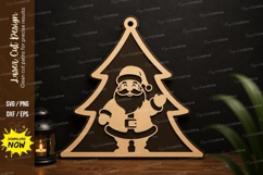 Christmas Tree Santa Laser Cut SVG Design Christmas tree svg Product Image 1