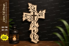 Floral Cross Laser Cut SVG Design floral cross svg Product Image 1
