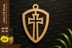 Cross Shield Emblem Laser Cut SVG Design cross shield svg Product Image 1
