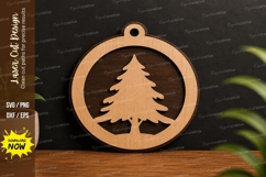 Christmas Tree Circle Ornament Laser Cut SVG Design Product Image 1