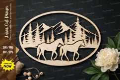 Deer Mountain Scene Laser Cut, deer svg, mountain deer svg Product Image 1