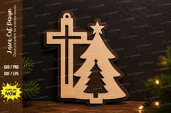 Cross Christmas Tree Laser Cut SVG Design cross christmas Product Image 1