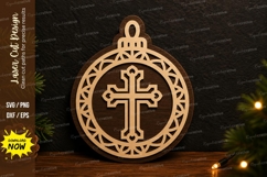 Round Cross Ornament Laser Cut SVG Design round cross svg Product Image 1