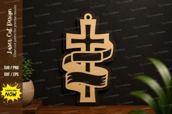 Ribbon Cross Ornament Laser Cut SVG Design ribbon cross svg, Product Image 1