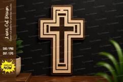 Layered Cross Ornament Laser Cut SVG Design layered cros Product Image 1