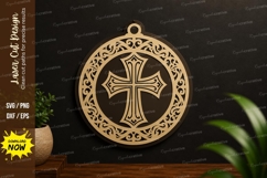 Ornamental Round Cross Laser Cut SVG Design ornamental Product Image 1