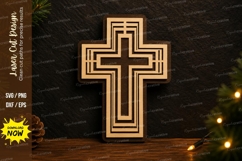 Layered Christian Cross Laser Cut SVG Design layered cross Product Image 1