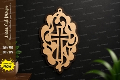 Ornamental Cross Frame Laser Cut SVG Design ornamental cross Product Image 1